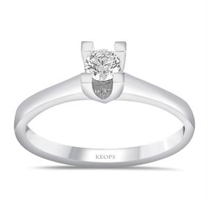 H Renk 0.15 Karat Pırlanta Tektaş Yüzük - IDL Sertifikalı