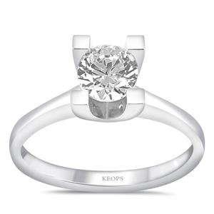 H Renk 0.70 Karat Pırlanta Tektaş Yüzük - HRD Sertifikalı