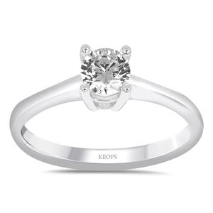 H Renk 0.40 Karat Pırlanta Tektaş Yüzük - HRD Sertifikalı