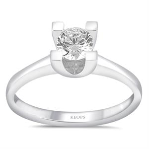 H Renk 0.40 Karat Pırlanta Tektaş Yüzük - HRD Sertifikalı