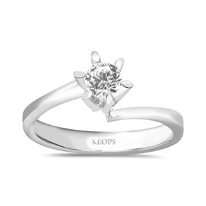 H Renk 0,30 Karat Pırlanta Tektaş Yüzük - HRD Sertifikalı