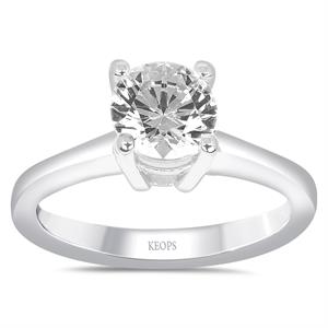 H Renk 1 Karat Pırlanta Tektaş Yüzük - HRD Sertifikalı