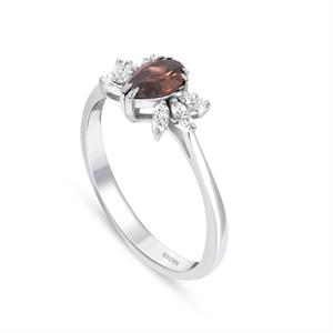 Pırlanta Damla Ametist Taşlı Yüzük