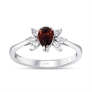 Pırlanta Damla Ametist Taşlı Yüzük