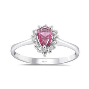 Pırlanta Damla Morganit Taşlı Yüzük