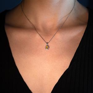 Pırlanta Damla Sitrin Baget Taşlı Kolye