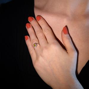 Pırlanta Damla Sitrin Baget Taşlı Yüzük