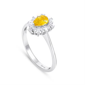 Pırlanta Damla Sitrin Baget Taşlı Yüzük