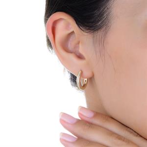 Pırlanta İnce Şerit Altın Halka Küpe 