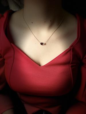 Pırlanta Kalp Kesim  Garnet Taşlı Kolye