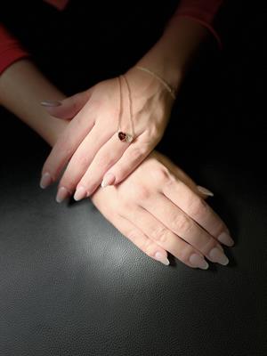 Pırlanta Kalp Kesim  Garnet Taşlı Kolye