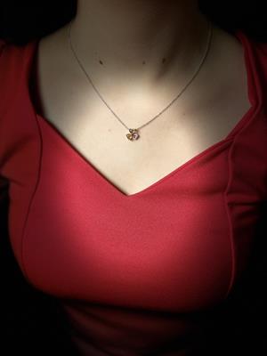 Pırlanta Kalpli Sitrin Taşlı Kolye