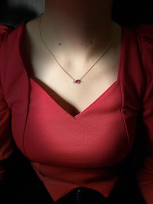 Pırlanta Ruby Yakut Rose  Kolye