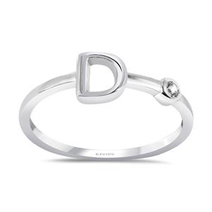 Pırlanta Trend D Harfi Yüzük Beyaz