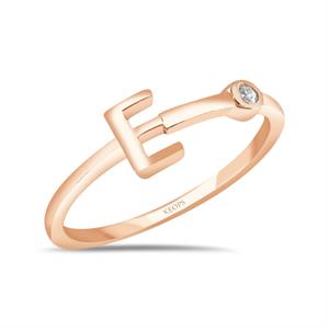 Pırlanta Trend E Harfi Yüzük Rose