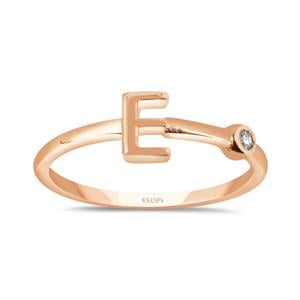 Pırlanta Trend E Harfi Yüzük Rose