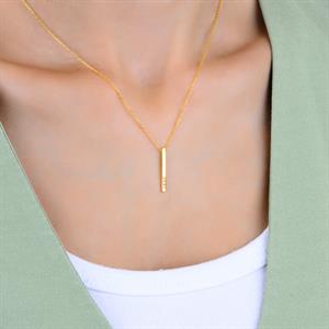 Pırlanta Vintage Çubuk Kolye - IDL Sertifikalı