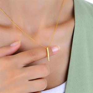 Pırlanta Vintage Çubuk Kolye - IDL Sertifikalı