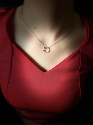 Pırlanta Yuvarlak Pırlanta Ruby Yakut Sonsuzluk  Kolye 