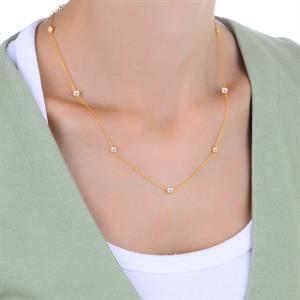 Pırlanta Zincirli Büyük Tektaş Kolye - IDL Sertifikalı