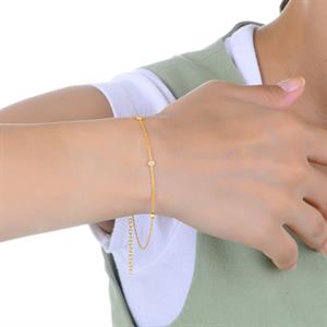 Pırlanta Zincirli İnce Tektaş Bileklik - IDL Sertifikalı