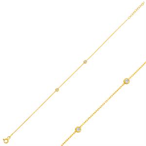 Pırlanta Zincirli İnce Tektaş Bileklik - IDL Sertifikalı