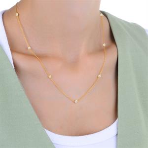 Pırlanta Zincirli İnce Tektaş Kolye - IDL Sertifikalı