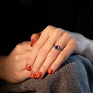 Pırlantalı Damla Safir Taşlı Yüzük