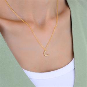 Pırlantalı Hilal Ay Kolye - IDL Sertifikalı