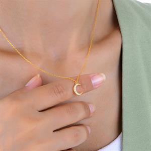 Pırlantalı Hilal Ay Kolye - IDL Sertifikalı