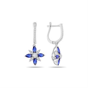 Safir Taşlı Lotus Çiçeği Küpe - 1100676