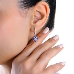 Safir Taşlı Lotus Çiçeği Küpe - 1100676