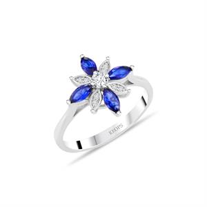 Safir Taşlı Lotus Çiçeği Yüzük - 1100677