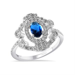 Safir Taşlı Pırlanta  Kleopatra Yüzük