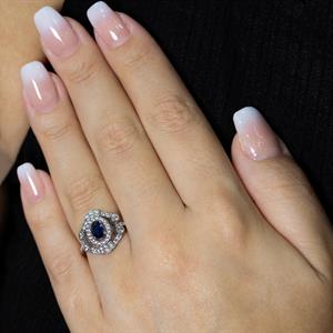 Safir Taşlı Pırlanta  Kleopatra Yüzük