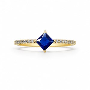 Safir Taşlı Pırlanta Minimalist Yüzük - 3002009