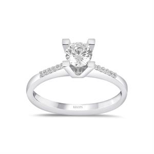 Toplam 0,54 Karat Kolu Taşlı Pırlanta Tektaş Yüzük - HRD Sertifikalı