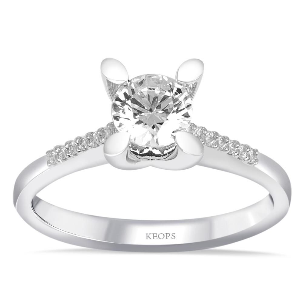  G Renk Toplam 0.62 Karat Pırlanta Kolu Taşlı Tektaş Yüzük