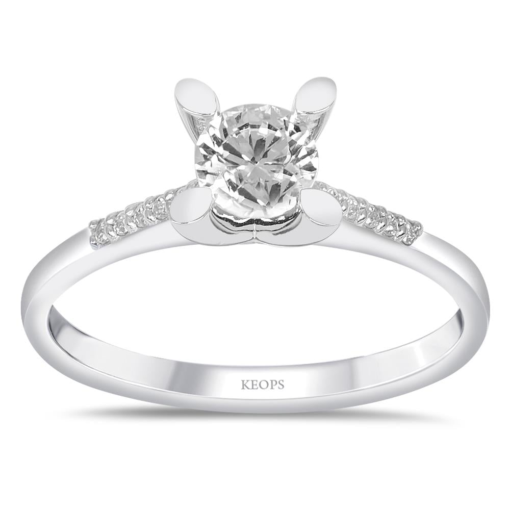  G Renk Toplam 0.82 Karat Pırlanta Kolu Taşlı Tektaş Yüzük