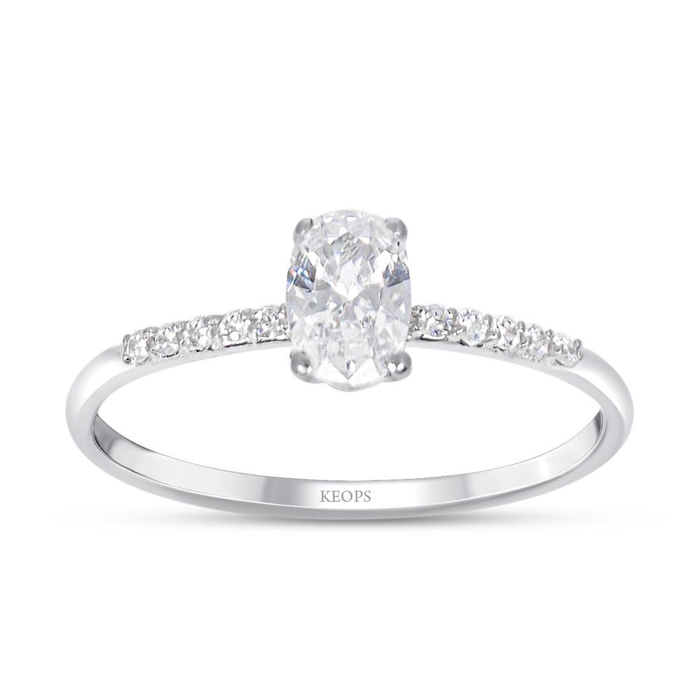 0.10 Özel Tasarım Oval Pırlanta Tektaş Yüzük