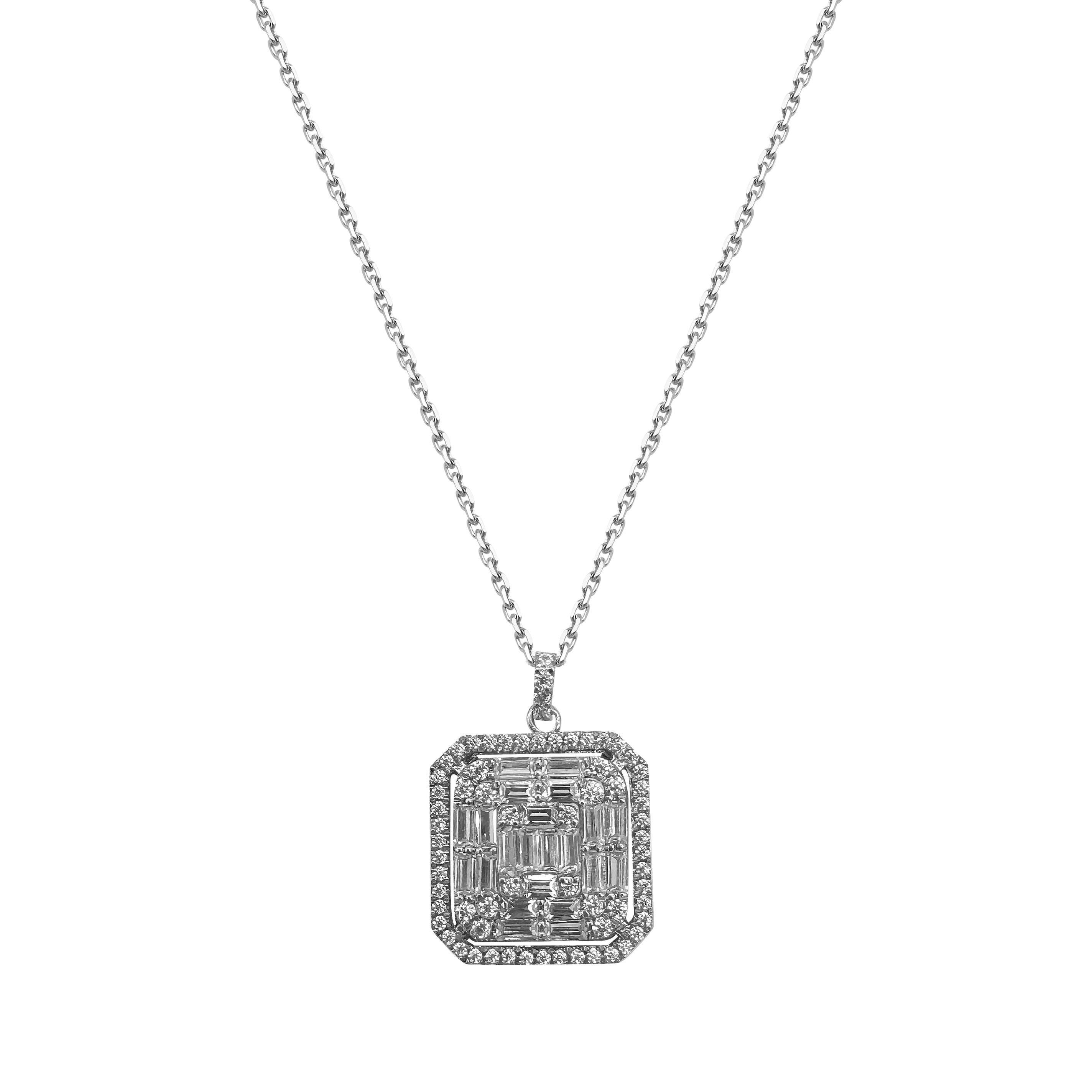 1.26 Karat  Baget Pırlanta Queen  Kolye