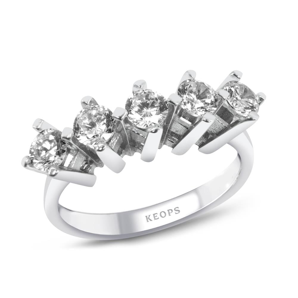 D Renk 0.75  Karat Pırlanta Beştaş Yüzük