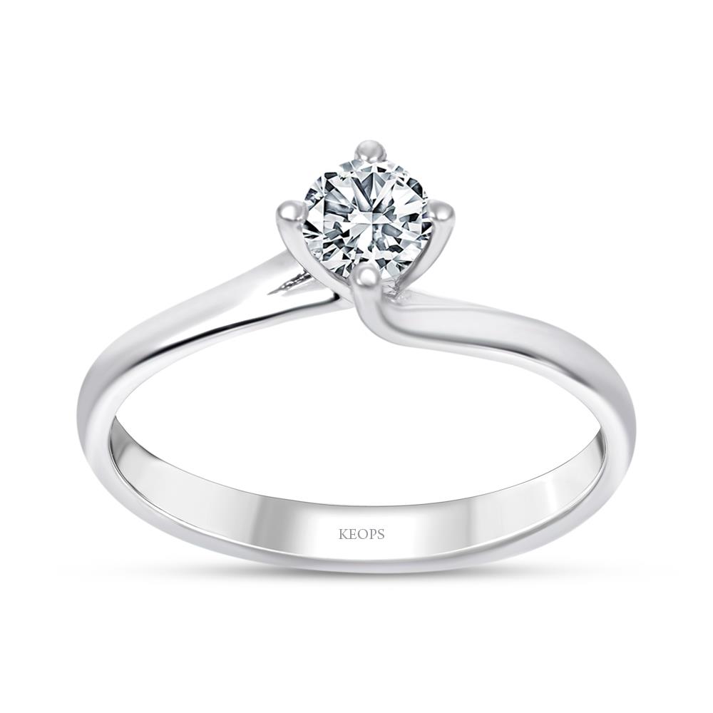 D Renk 0.30 Karat Pırlanta Tektaş Yüzük - HRD Sertifikalı