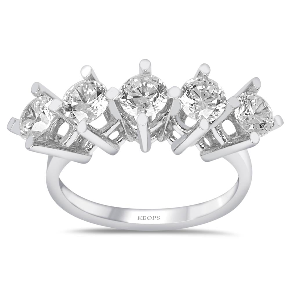 D Renk 1.50 Karat Pırlanta Beştaş Yüzük - HRD Sertifikalı