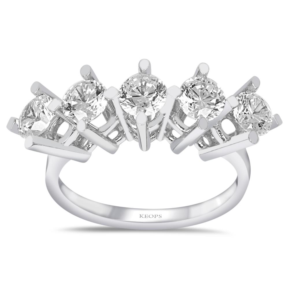 D Renk 1.50 Karat Pırlanta Beştaş Yüzük - HRD Sertifikalı