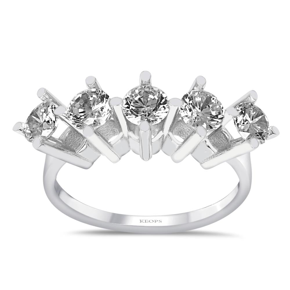 D Renk 1.50 Karat Pırlanta Beştaş Yüzük - HRD Sertifikalı