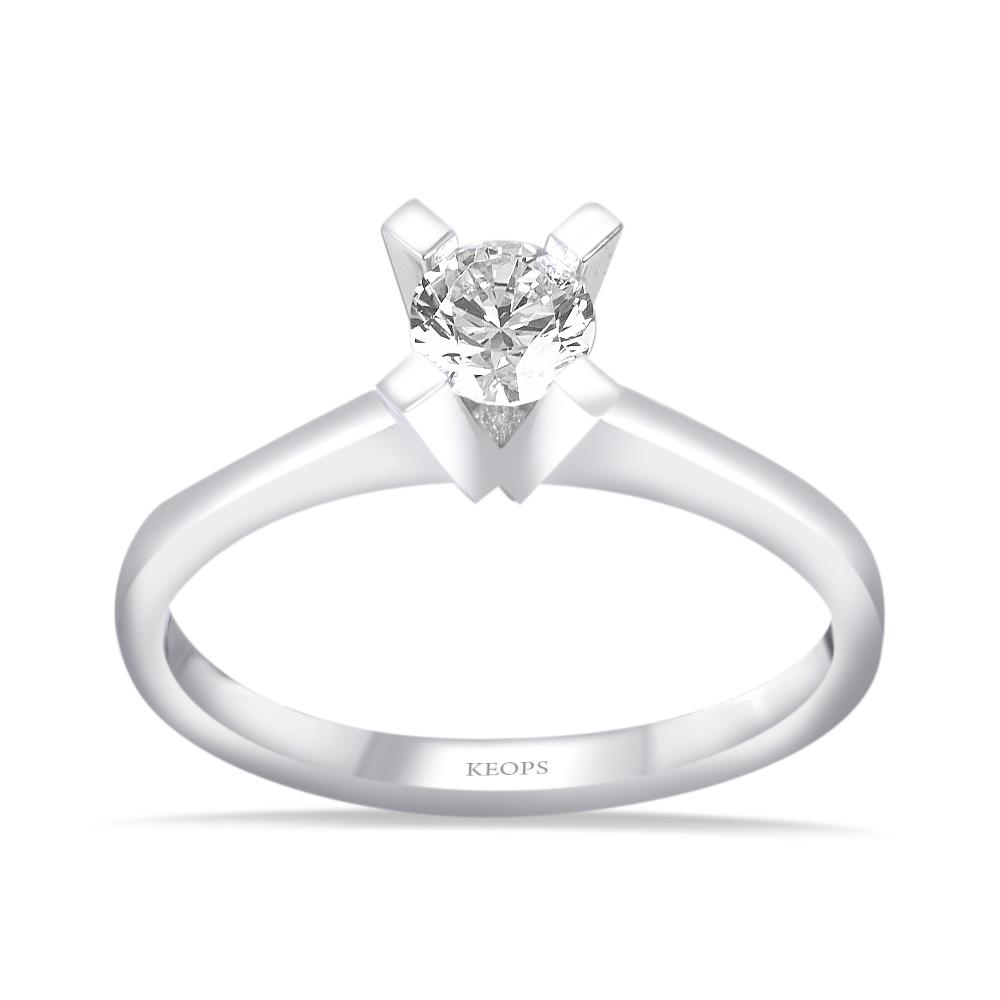 E Renk 0.30 Karat Pırlanta Tektaş Yüzük - HRD Sertifikalı