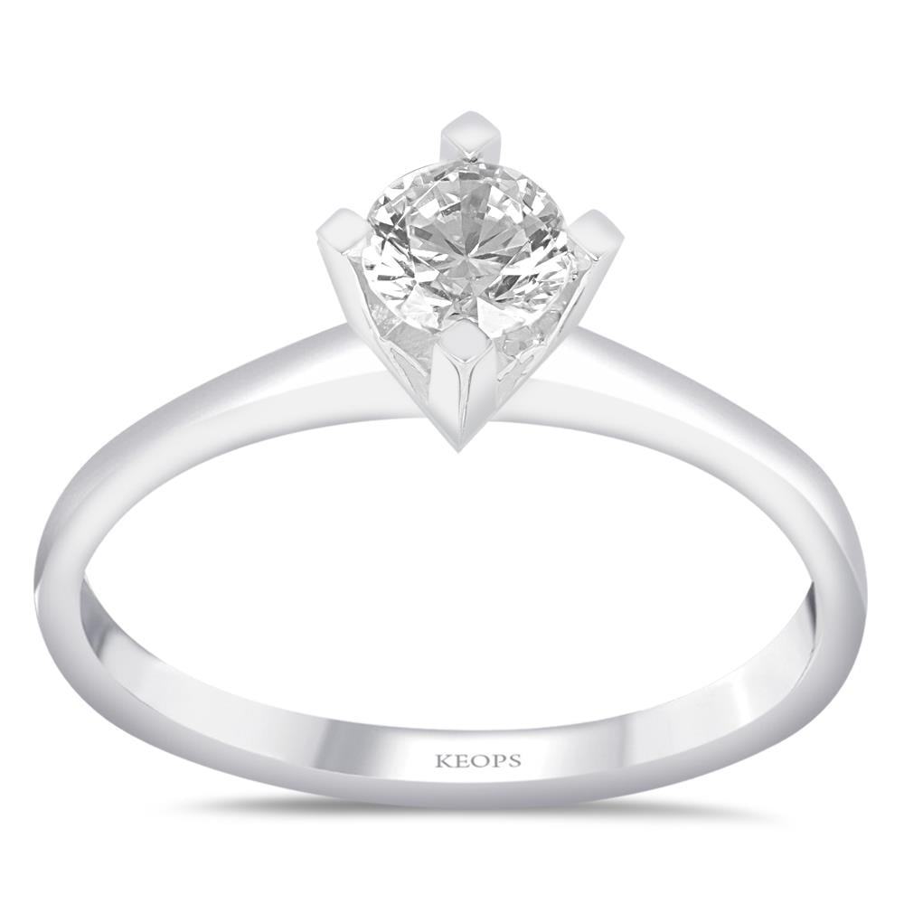 E Renk 0.30 Karat Pırlanta Tektaş Yüzük - HRD Sertifikalı