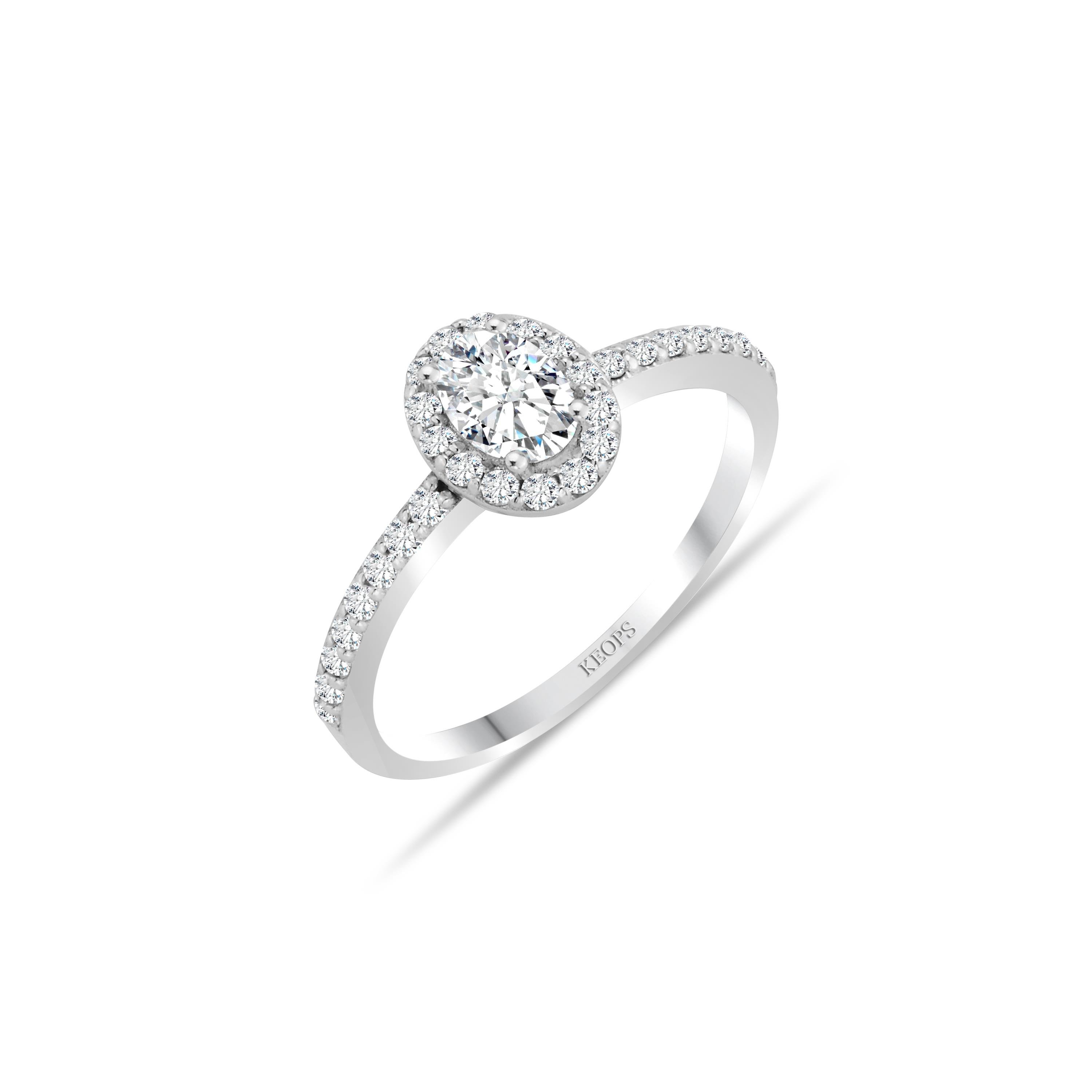 E Renk 0.70 Karat Oval Taç Yüzük