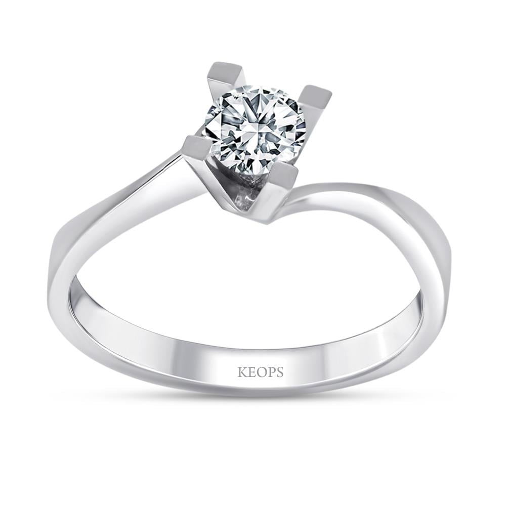 E Renk 0.30 Karat Pırlanta Tektaş Yüzük - HRD Sertifikalı